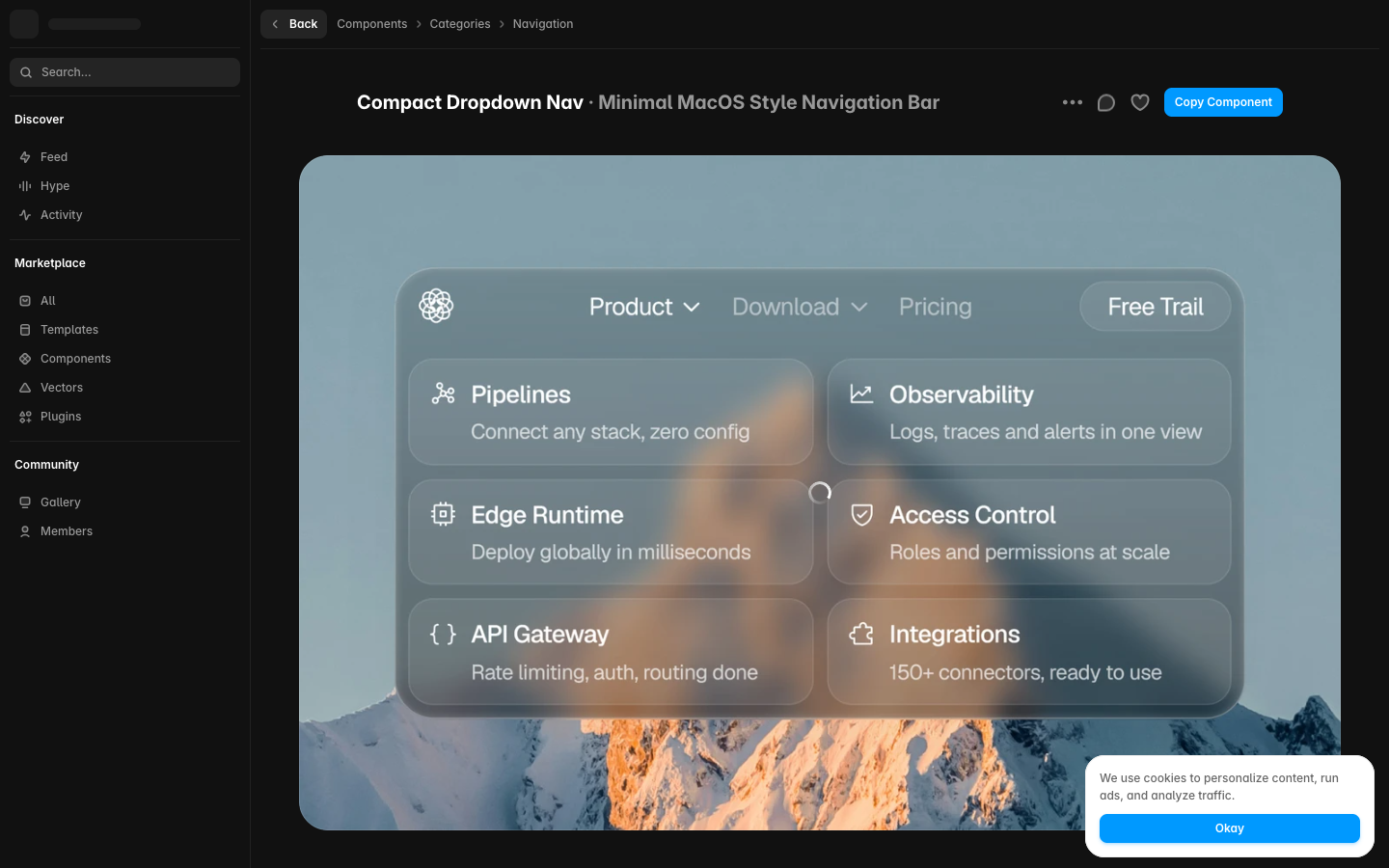 Original screenshot of Compact Dropdown Nav